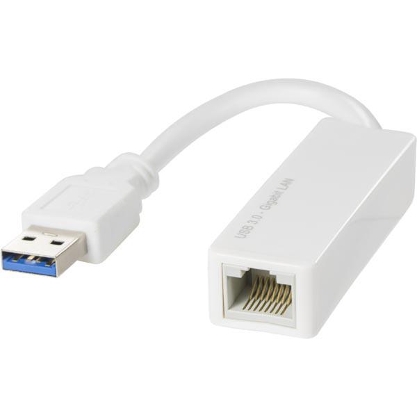 DELTACO USB 3.0 verkkosovitin, gigabit, 1xRJ45, valkoinen