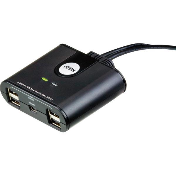 ATEN US224 manuaalinen USB 2.0-kytkin, 2 tietokoneelle 4 laitteelle, 1,8m, musta