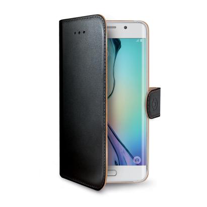 Celly Wally Galaxy S6 Edge musta suojakotelo, puhelinlompakko
