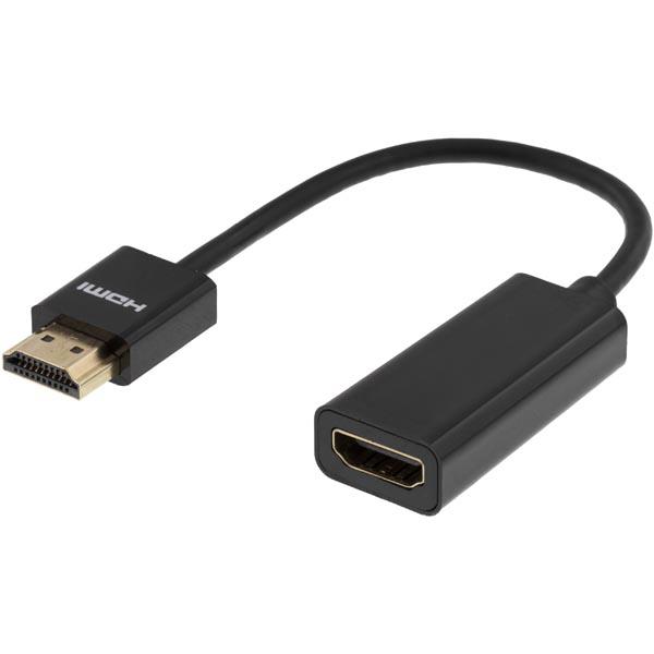 DELTACO ohut HDMI-kaapeli, 19-pin ur-19-pin na, 10cm, musta