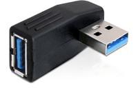 DeLOCK USB 3.0 -kulmasovitin, 90° sivulle, Type A uros - naaras, musta
