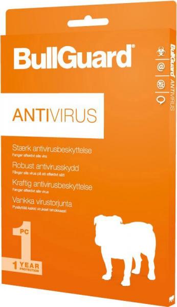 BullGuard Antivirus - Nordic Retail 1Y/1PC (Win), 1 vuosi, 1 tietokone. Windows-käyttöjärjestelmä (10, 8, 7, Vista)
