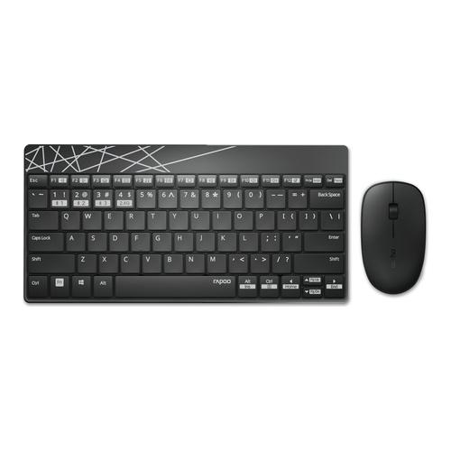 Rapoo 8000M Compact MultiMode Keyboard/Mouse Set Blk/Wht