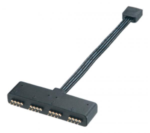 Akasa RGB LED Splitter Cable 4-pin, 1 to 4 devices, 10cm, black