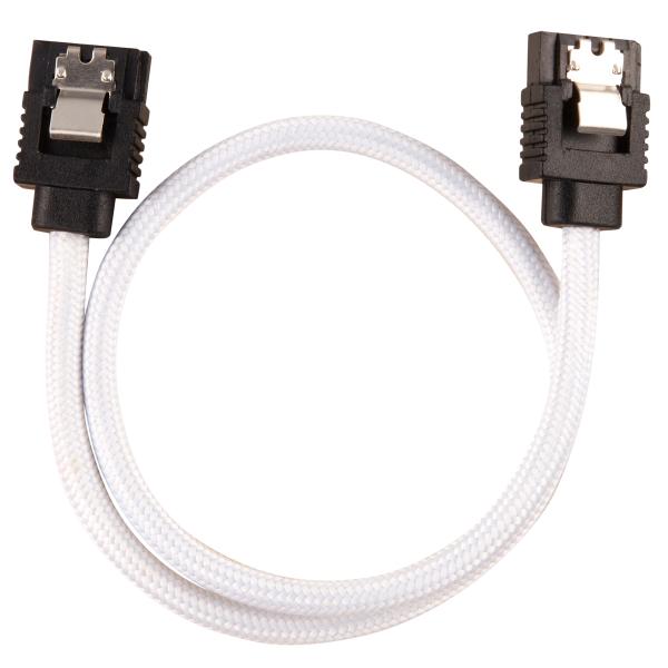 Corsair Premium Sleeved SATA Data Cable Set with Straight Connectors- White- 30cm