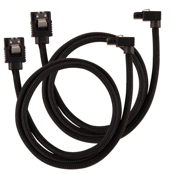 Corsair Premium Sleeved SATA Data Cable Set with 90- Connectors- Black- 60cm