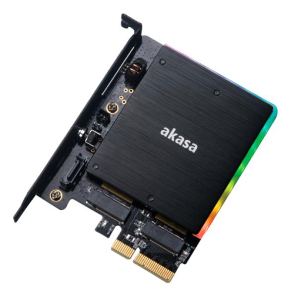 M.2 PCIe and M.2 SATA SSD adapter card with RGB light and heatsink