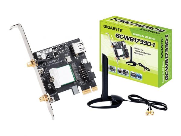 Gigabyte GC-WB1733D-I (rev. 1.0), langaton verkkokortti PCIe-väylään, 802.11a, 802.11b/g/n, 802.11ac Wave 2, Bluetooth 5.0