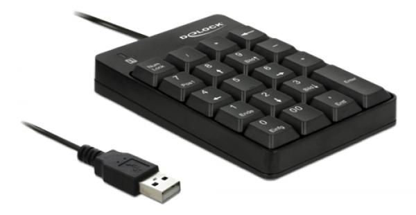 Delock USB Keypad 19 keys, LED indicator, 1.5m cable, black