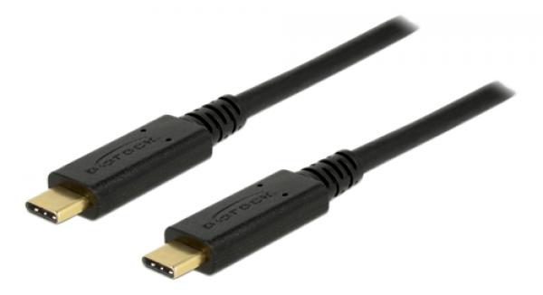 DeLOCK USB 2.0 USB-C - USB-C cable, 5A, 3m, musta