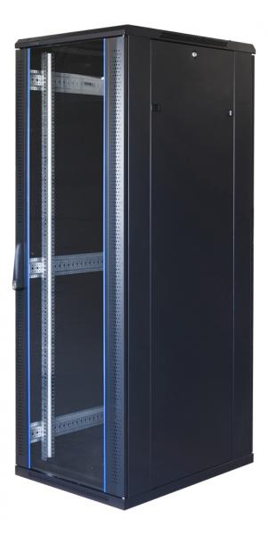 TOTEN System G, 19" lattiakaappi, 37U, 600 x1000, lasiovi edessä, perforoitu ovi takana, kuormitus 800 kg, musta