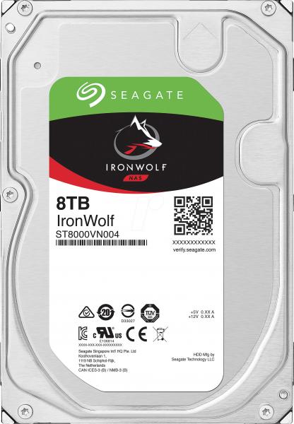 SEAGATE IronWolf 8TB, 3.5", 7.2K, 256MB, SATA III NAS-kiintolevy