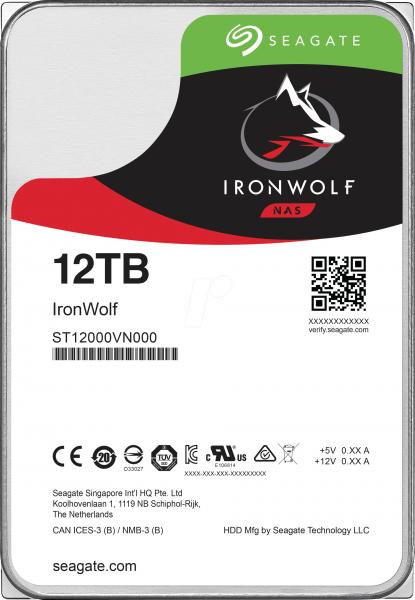 SEAGATE IronWolf 12TB, 3.5", 7.2K, 256MB, SATA III NAS-kiintolevy