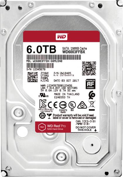 WD Red Pro WD6003FFBX 6TB, 3.5", 7.2K, 128MB, SATA III NAS-kiintolevy