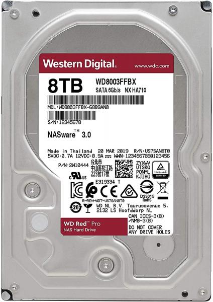 WD Red Pro WD8003FFBX 8TB, 3.5", 7.2K, 256MB, SATA III NAS-kiintolevy