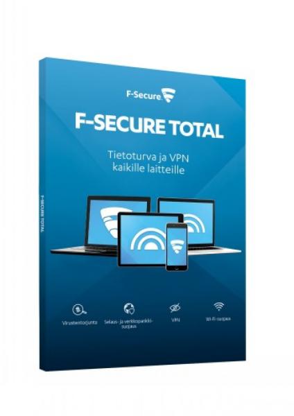F-SECURE TOTAL (1 YEAR 5 DEVICES), 1 vuosi, 5 laitetta.