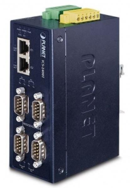 PLANET 4x RS-232/422/485 RJ45 2xDI 2xDO IP30 Industrial Device Server -40...+75C