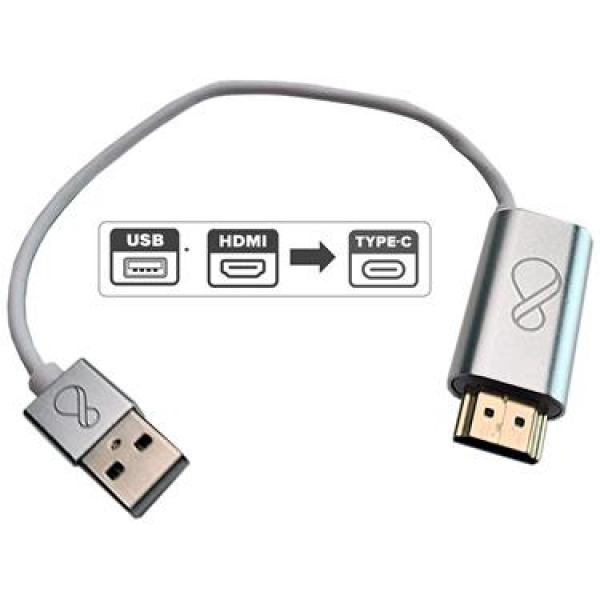 Ochno-sovitin HDMI + USB-A - USB-C-liitännästä 0,2 m