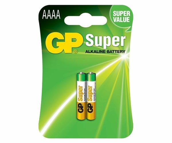GP Super Alkaline Battery, Size AAAA, 25A/LR61, 2-pack