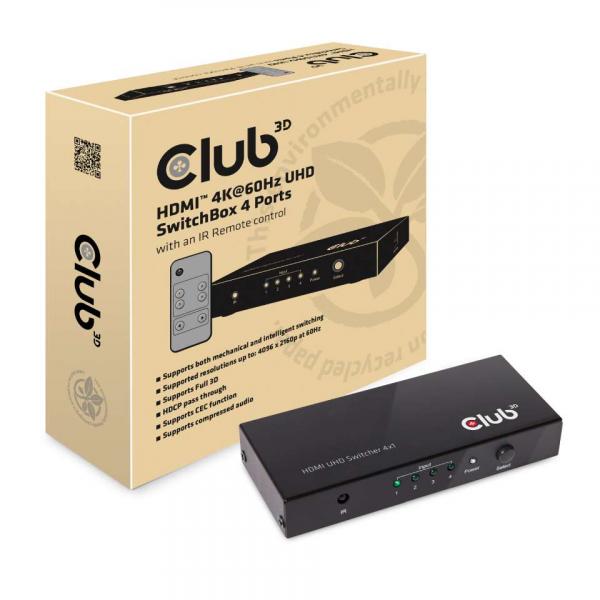 CLUB 3D HDMI 2.0 UHD SwitchBox 4 Ports