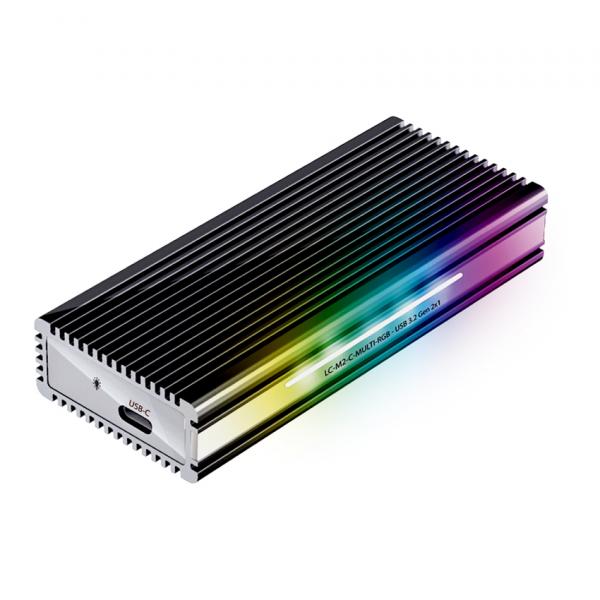 LC-POWER USB-C Kotelo NVMe tai SATA levyille USB3.2 Gen.2x1,RGB