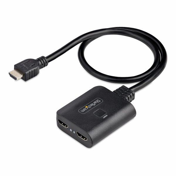 StarTech.com 2-porttinen HDMI-jakaja, 4K 60Hz HDMI 2.0 Video, 4K HDMI-jakaja 1 in 2 Out, 1x2 HDMI Display/Output Splitter, HDR/HDCP, 20in (50cm) sisäänrakennettu HDMI-kaapeli
