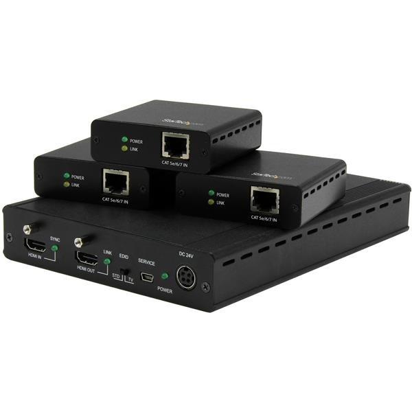 StarTech.com 3 Way HDMI Splitter - HDBaseT Extender Kit w/ 3 Receivers - 1x3 HDMI over CAT5 Splitter - 3 Port HDBaseT HDMI Extender - Up to 4K (ST124HDBT) Video/audio ekspander