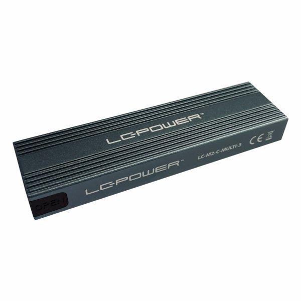 LC Power LC-M2-C-MULTI-3 - tallennuskotelo - M.2-kortti (PCIe NVMe & SATA) - USB 3.2 (Gen 2x1)