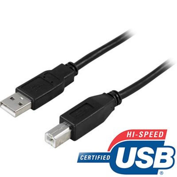 USB 2.0 kaapeli A u - B u, 1m, musta