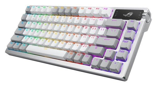 ASUS ROG AZOTH WHITE 75% Wireless DIY Custom RGB Gaming Keyboard, NX Red Switches, OLED Display, PBT