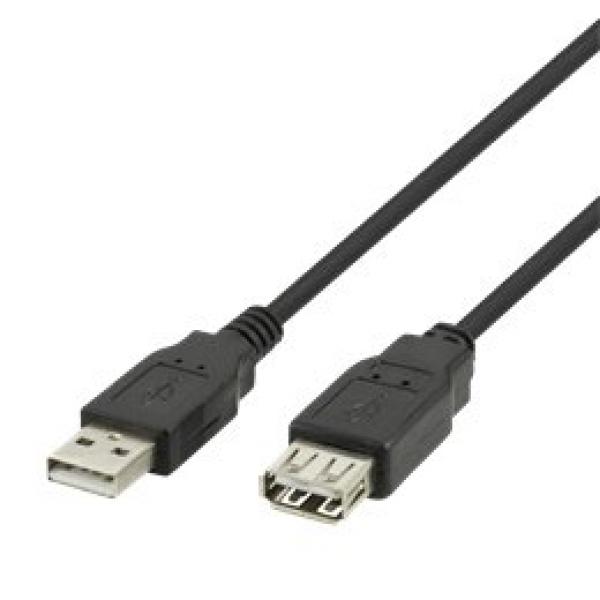 USB extension cable, USB-A male - USB-A female, 1m black