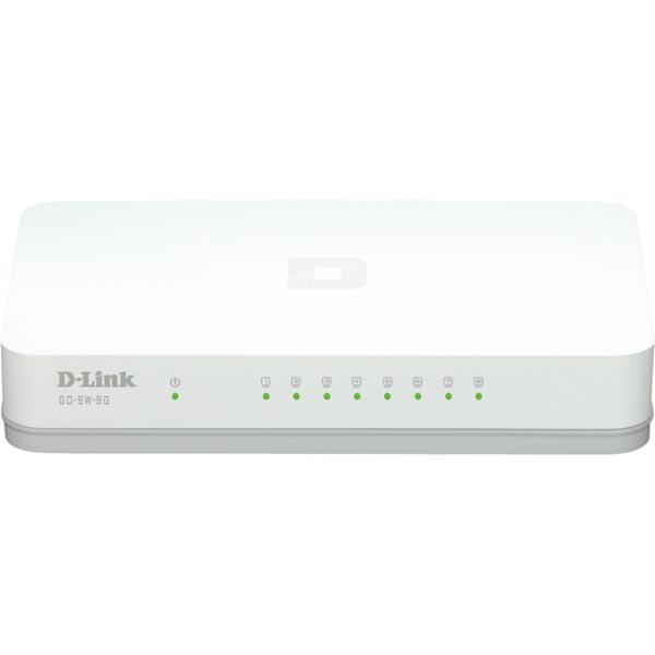 D-link 8-Port Gigabit Easy Desktop Switch, 8-porttia 10/100/1000Mbps, valkoinen