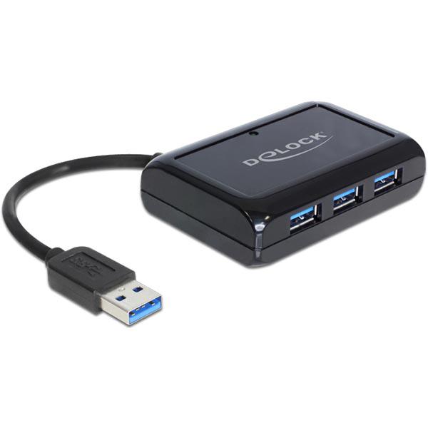 DeLOCK USB 3.0 Hub+Gigabit LAN,3-port. USB 3.0 hubi, jossa Ethernet, m