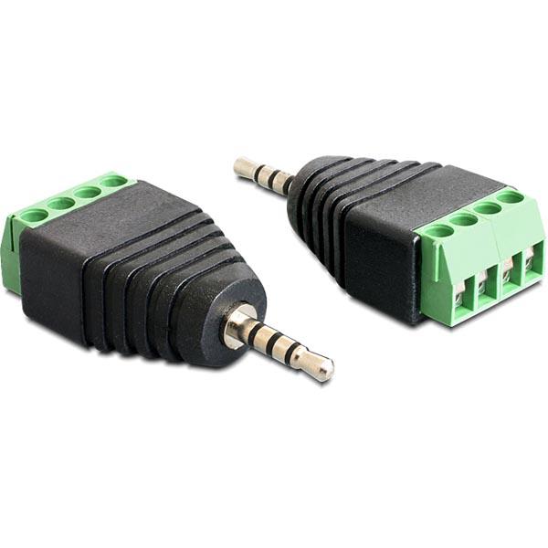DeLOCK sovitin, 2,5mm stereo ur- 4-pin riviliitin, musta