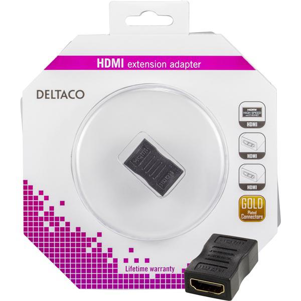 DELTACO HDMI-sovitin, 19-pin naaras - naaras, kullatut liittimet