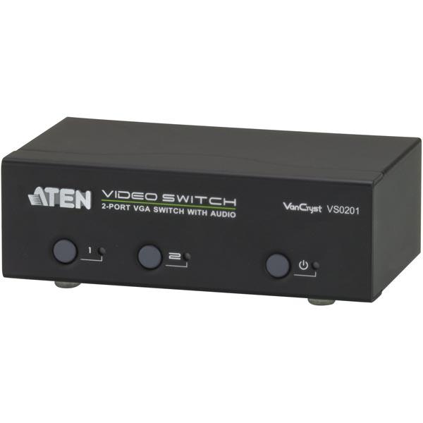 ATEN VGA-Switch 2 konetta 1 näytölle, HD-15 na/ur, 3,5mm, RS232, mu