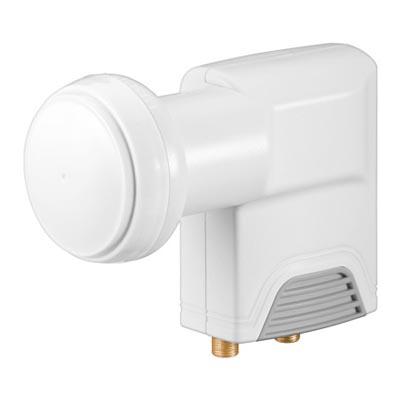 Yleis-LNB, kaksi F-liitosta, DVB-S2, melutaso 0,1dB, valkoinen