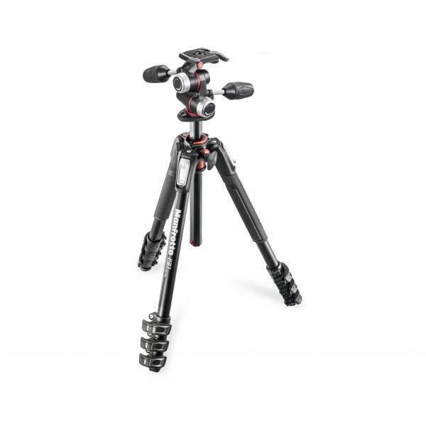 Manfrotto 190 Kit Alu 4-Section Tripod + 3Way Head MK190XPRO4-3W