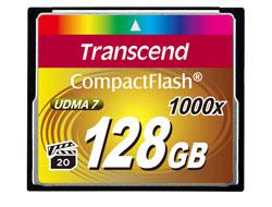 TRANSCEND Compact Flash Muistikortti 128GB (1000x) Performance up to 160MB/s read, 120MB/s write (mm. Canon EOS 1D, EOS 5D, EOS7D, monet NIKON järjestelmäkamerat, sekä muut CF korttia käyttävät kamerat)