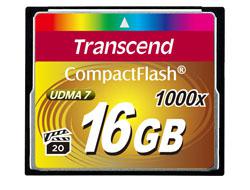 TRANSCEND Compact Flash Muistikortti 16GB (1000x)  Performance up to 160MB/s read, 120MB/s write (mm. Canon EOS 1D, EOS 5D, EOS7D, monet NIKON järjestelmäkamerat, sekä muut CF korttia käyttävät kamerat)