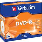 Verbatim DVD-R, 16x, 4,7 GB/120 min, 5-pakkaus jewel case, AZO