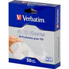 Verbatim paperitasku CD/DVD-levyille, valkoinen/läpinäkyvä, 50-pakkaus