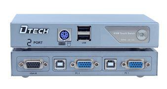 DTECH KVM 2-port USB 2.0+VGA+PS/2
