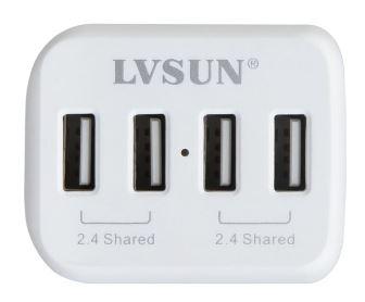 LVSUN USB Charger 4-port, 24W/4.8A