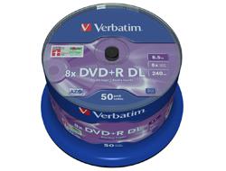 1x50 Verbatim DVD+R Double Layer 8x Speed, 8,5GB matt silver
