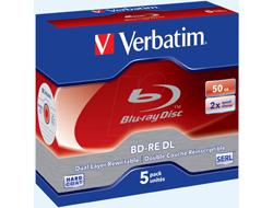 1x5 Verbatim BD-RE Blu-Ray 50GB 2x Speed, White Blue Surface JC