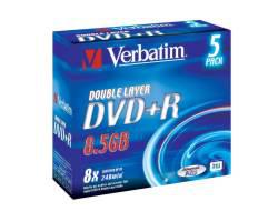 Verbatim DVD+R DL, 8x, 8,5 GB/240 min, jewel case, AZO, 5-pakkaus, DVD+R DL 8X 5PZ JEWEL CASE
