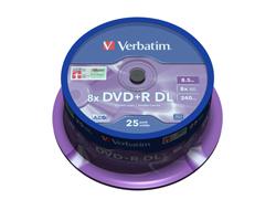 1x25 Verbatim DVD+R Double Layer 8x Speed, 8,5GB matt silver