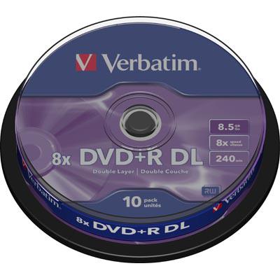 Verbatim DVD+R DL Double Layer 8x Speed, 8,5GB AZO matt silver 10 kpl