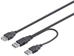 USB-virtakaapeli, Y-kaapeli, 2xA u > 1xA n, 0,3 m